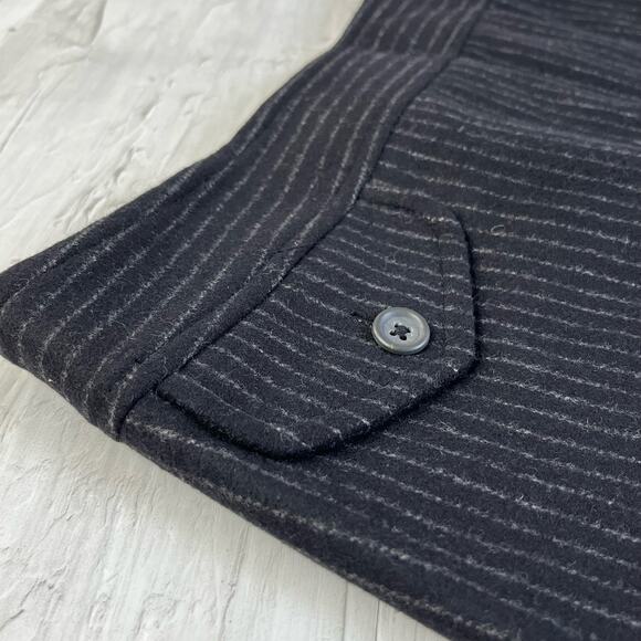 Banana Republic Wool Blend Black w/ Gray Pinstripe Short Pencil Skirt 10 - Picture 6 of 12